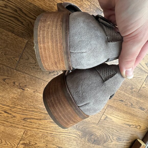 Crown Vintage Sling-Back Buckle Flats Size 10M Taupe/Gray Leather Excellent - Picture 9 of 9